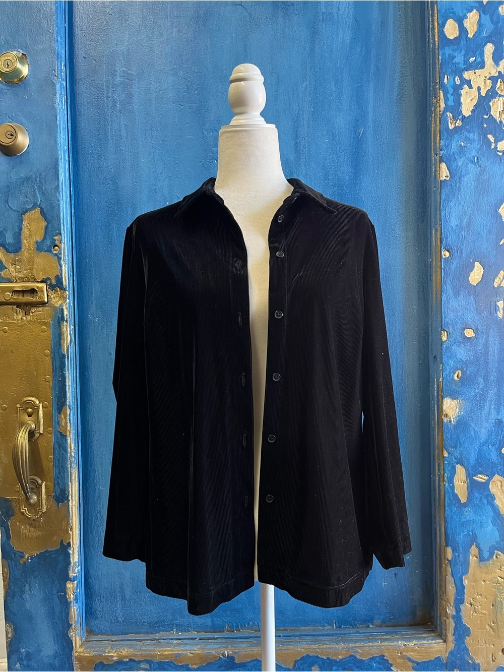 Guess Black Velvet Button-Down Women's Shirt